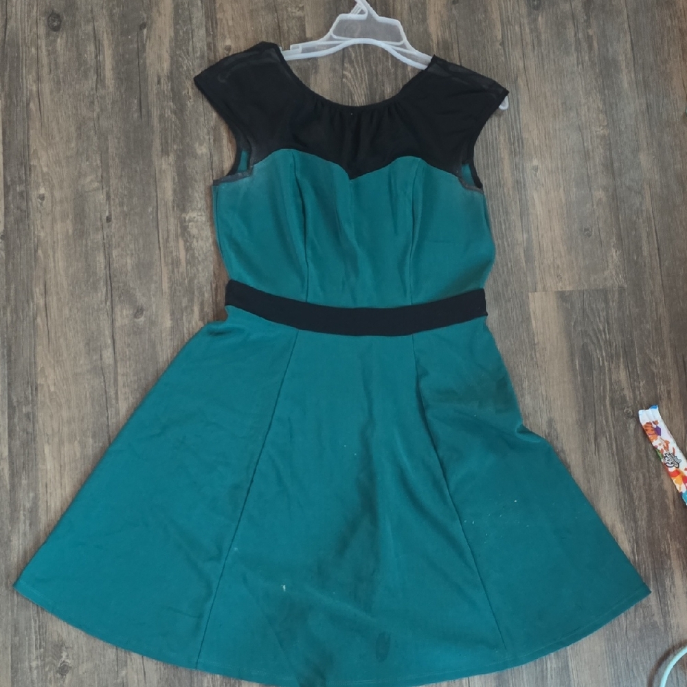 Green and Black Dress